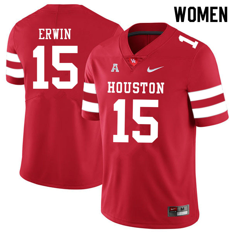 Women #15 Jaylen Erwin Houston Cougars College Football Jerseys Sale-Red